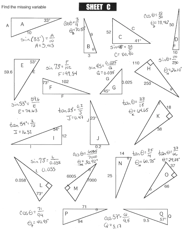 Printable Worksheets » Right Triangle Trig Worksheets  Printable Worksheets Guide for Children 
